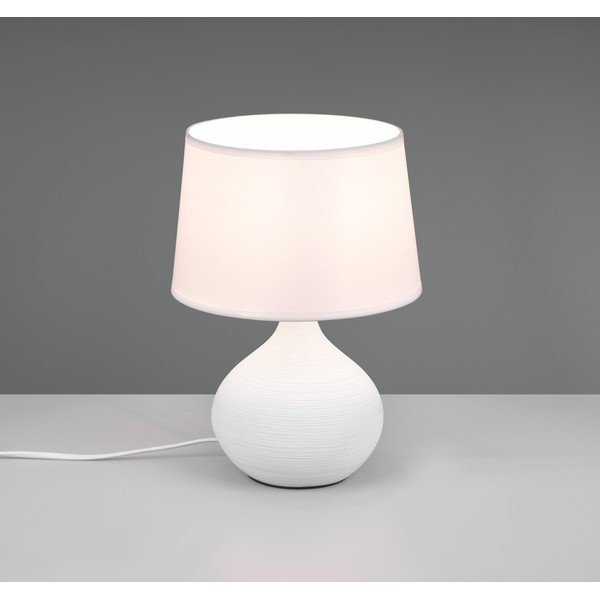 Biela stolová lampa z keramiky a tkaniny Reality Martin, výška 29 cm-image-1