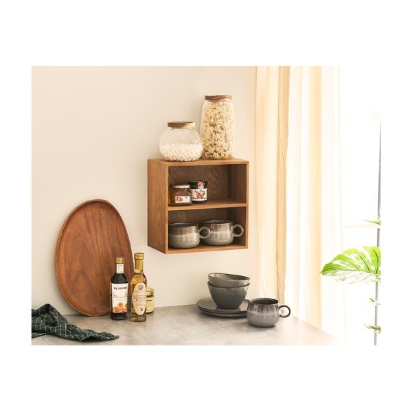 Poschodová polica z dubového dreva v prírodnej farbe 18 cm Townsville – House Nordic-image-2