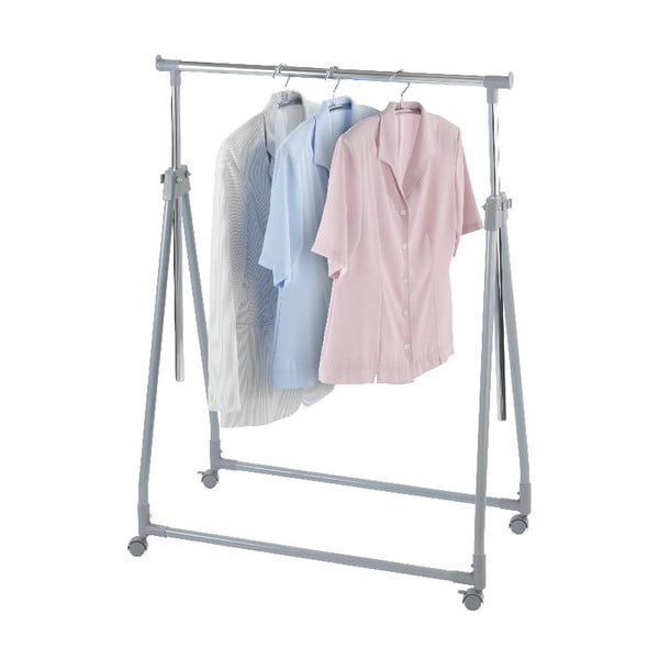 Sivý kovový teleskopický pojazdný stojan na oblečenie Foldable – Wenko-image-4
