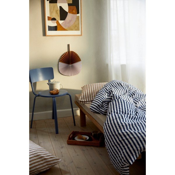 Bielo-tmavomodré predĺžené krepové obliečky na jednolôžko 140x220 cm Bæk&Bølge – JUNA-image-4