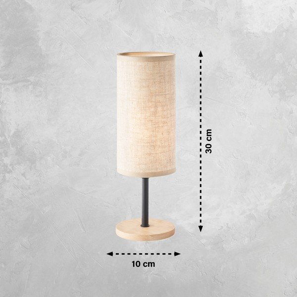 Stolová lampa v čiernej a prírodnej farbe s textilným tienidlom (výška 30 cm) Kira – Fischer & Honsel-image-2