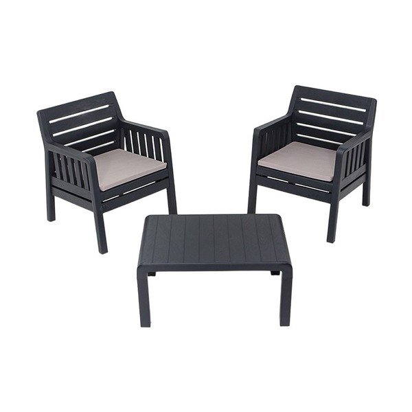 Antracitová záhradná lounge súprava pre 2 Lara – Floriane Garden