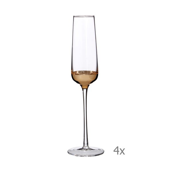Sada 4 pohárov na šampanské s detailmi v zlatej farbe Premier Housewares Horizon