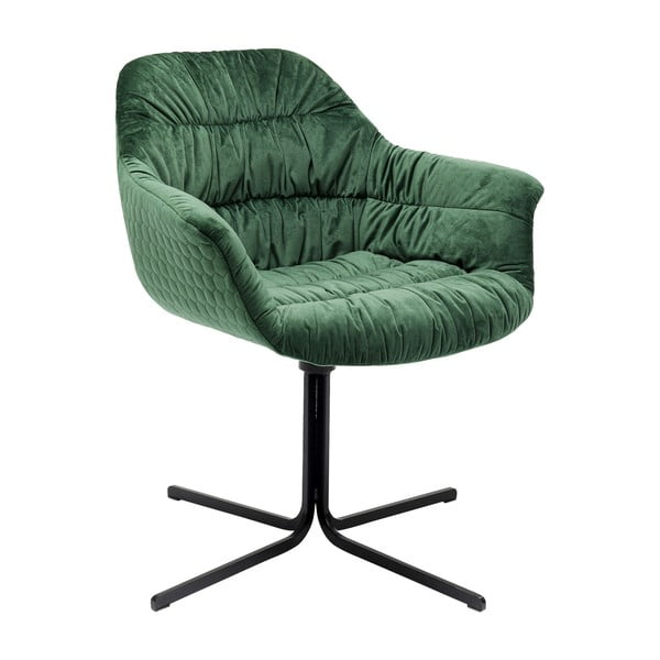 Zelená stolička so zamatovým čalúnením Kare Design Swivel