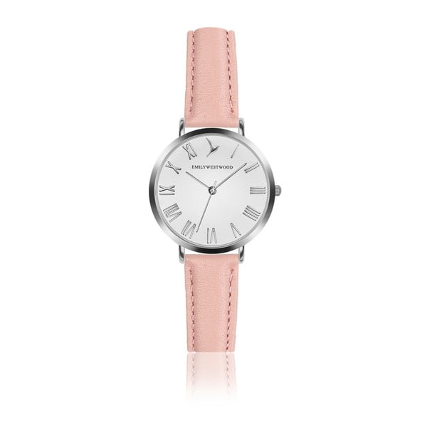 Dámske hodinky s ružovým remienkom z pravej kože Emily Westwood Pastel