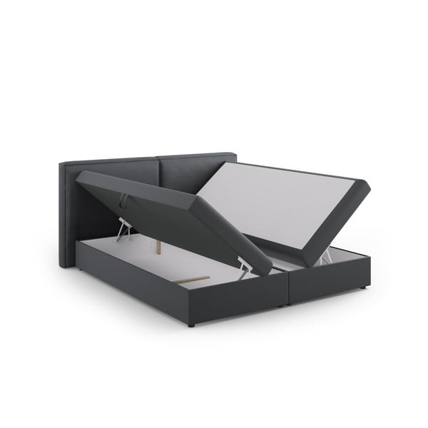 Tmavosivá boxspring posteľ s úložným priestorom 160x200 cm Arendal – Cosmopolitan Design-image-3