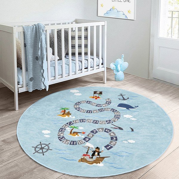 Svetlomodrý detský koberec ø 80 cm Comfort – Mila Home-image-3