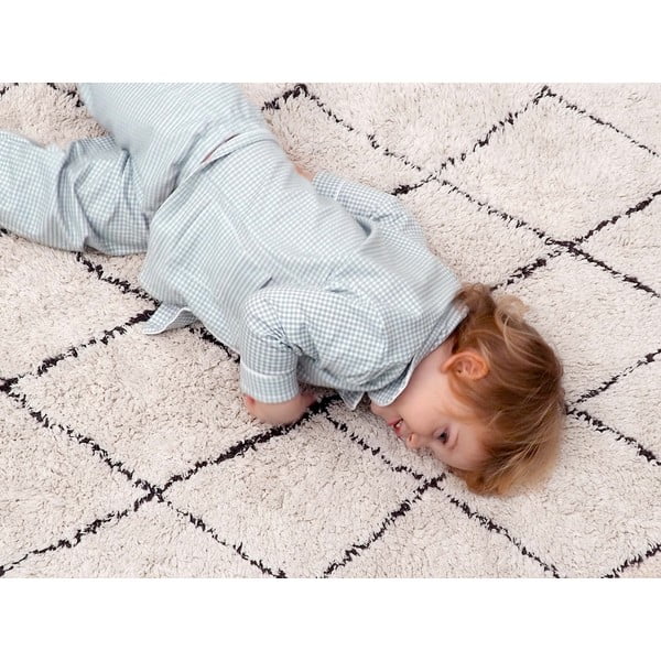 Krémový prateľný ručne tkaný bavlnený koberec 70x100 cm Mini Bereber – Lorena Canals-image-4