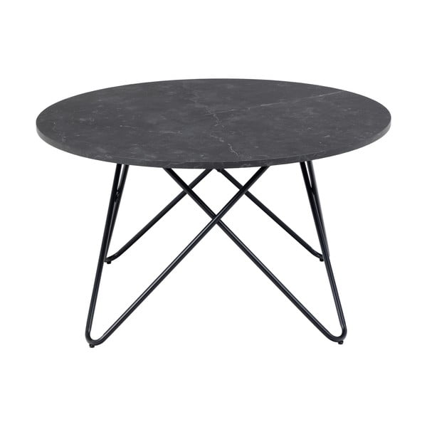 Čierny okrúhly konferenčný stolík s doskou v dekore mramoru ø 80 cm Wyre – Actona-image-4