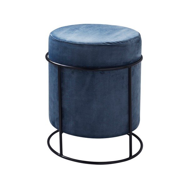 Modrý čalúnený puf Native Stack, ⌀ 37 cm