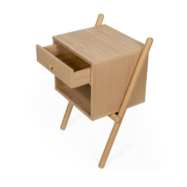 Nočný stolík v dekore duba v prírodnej farbe Wiru – Woodman-image-4