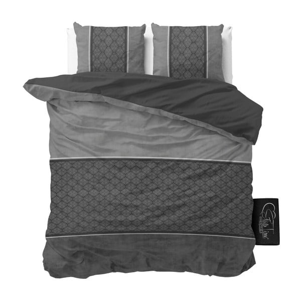 Antracitové obliečky z mikroperkálu Sleeptime Luxury Barock, 200 x 220 cm