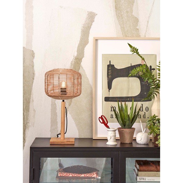 Stolová lampa ratanovým tienidlom v prírodnej farbe (výška 40 cm) Tanami – Good&Mojo-image-1