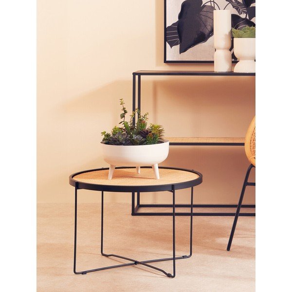 Ratanový okrúhly konferenčný stolík v prírodnej farbe ø 60 cm Depok – Premier Housewares-image-2