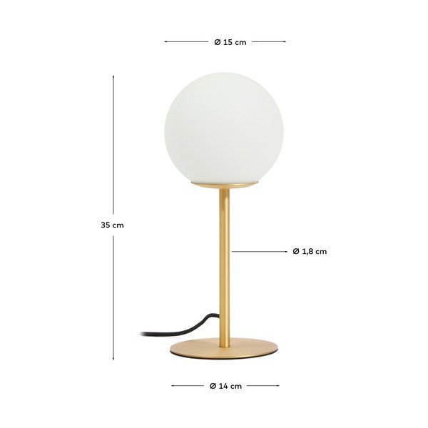 Biela/v zlatej farbe stolová lampa so skleneným tienidlom (výška  35 cm) Brisia – Kave Home-image-4