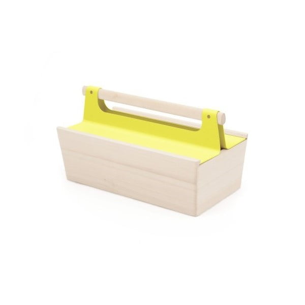 Žltý úložný box z jaseňového dreva na náradie HARTÔ