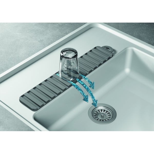 Sivá plastová odkvapkávacia podložka na riad 42x8 cm Gravity – Metaltex-image-3