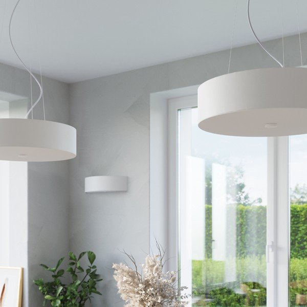 Biele závesné svietidlo s textilným tienidlom ø 80 cm Herra – Sollux-image-1