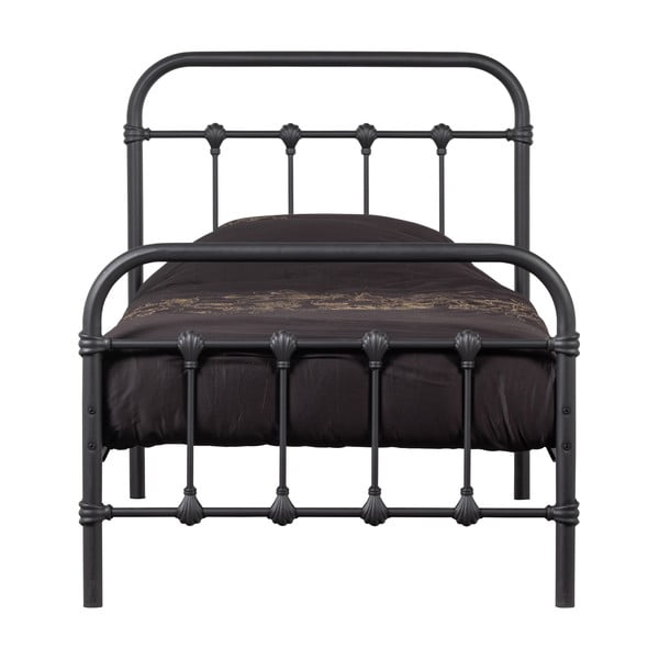 Čierna jednolôžková posteľ s roštom 90x200 cm Moos – WOOOD-image-3