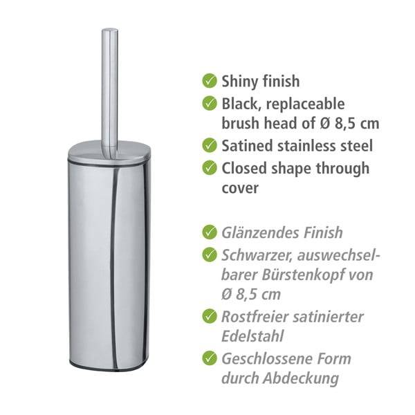 Toaletná kefa v striebornej farbe Wenko Alassio-image-2