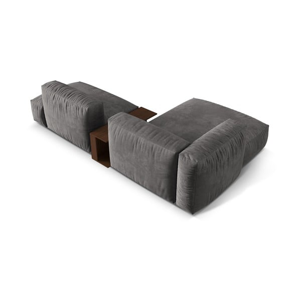 Sivá zamatová modulárna rohová pohovka (ľavý roh/s leňoškou) Martina – Micadoni -image-3