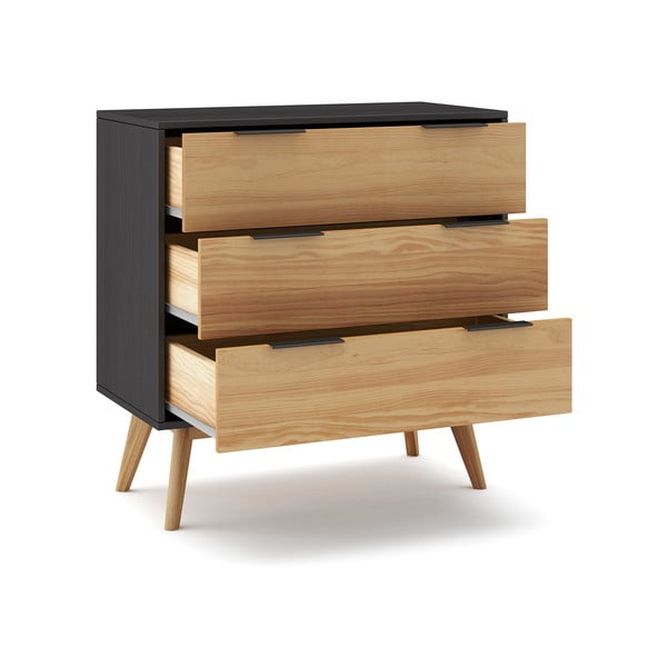 Čierna/prírodná vysoká komoda z borovicového dreva 80x83 cm Lavis – Marckeric-image-4