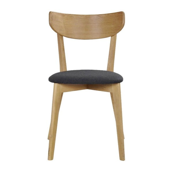 Hnedá dubová jedálenská stolička s tmavosivým sedadlom Rowico Ami-image-1