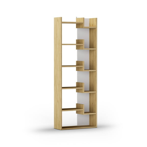 Knižnica v dekore duba v bielo-prírodnej farbe 60,5x162 cm Klapo – Marckeric-image-3