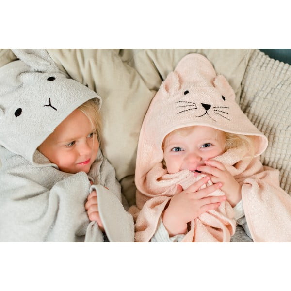 Ružový bavlnený detský uterák s kapucňou Kindsgut Cat-image-1