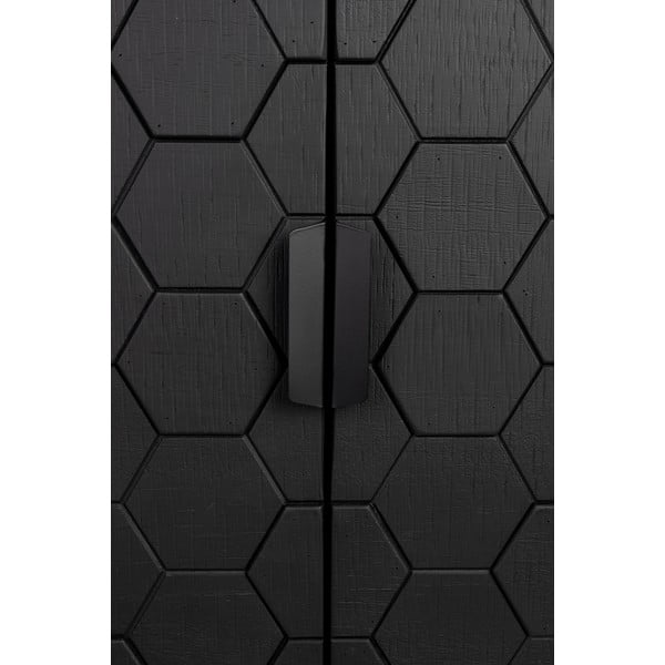 Čierna nízka komoda z borovicového dreva 140x58 cm Linc - White Label-image-2