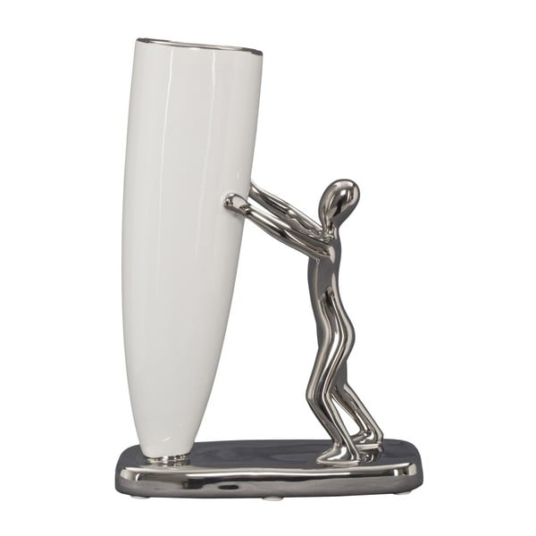 Bielo-strieborná keramická váza Mauro Ferretti Lift