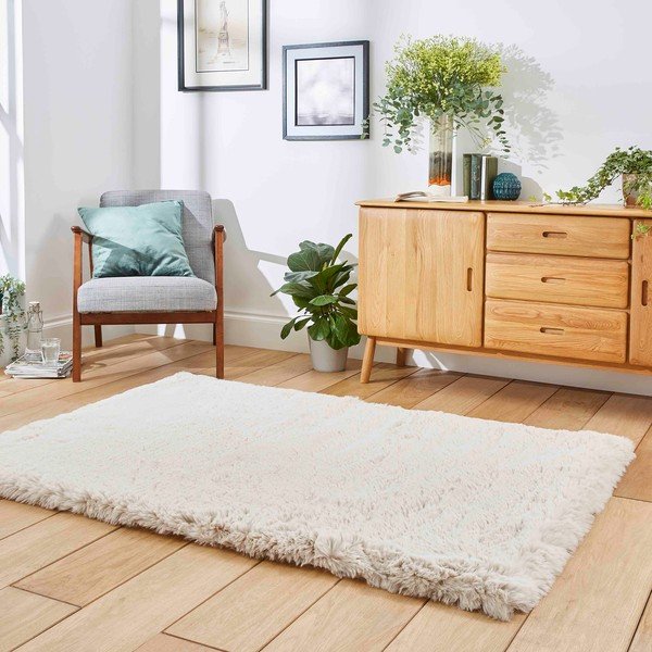 Krémovobiely koberec 80x150 cm Super Teddy – Think Rugs-image-2