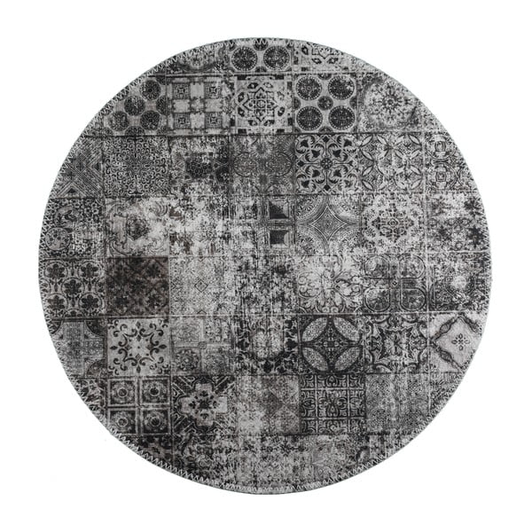 Sivý umývateľný okrúhly koberec ø 100 cm – Vitaus