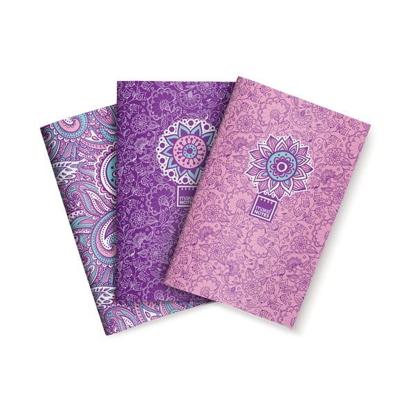 Sada 3 zápisníkov Makenotes Purple&Pale