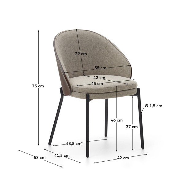 Béžové čalúnené jedálenské kreslo Eamy – Kave Home-image-4
