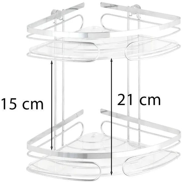 Nástenná rohová dvojposchodová polica z nerezovej ocele Wenko Premium-image-4