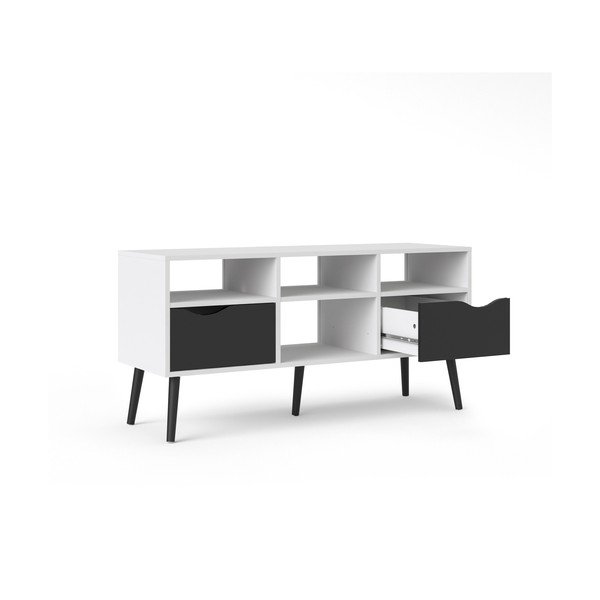 Čierno-biely TV stolík Tvilum Oslo, 117 x 57 cm-image-2