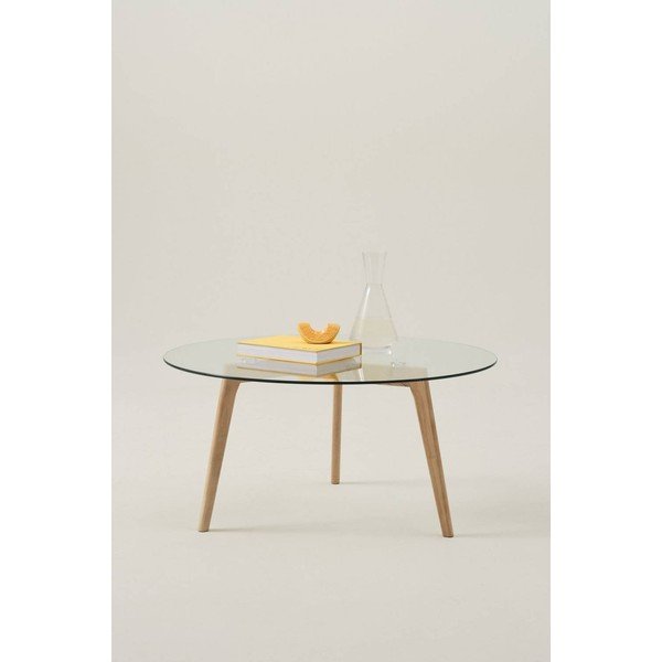 Okrúhly konferenčný stolík z dubového dreva v prírodnej farbe ø 90 cm Malevik – Jotex-image-1
