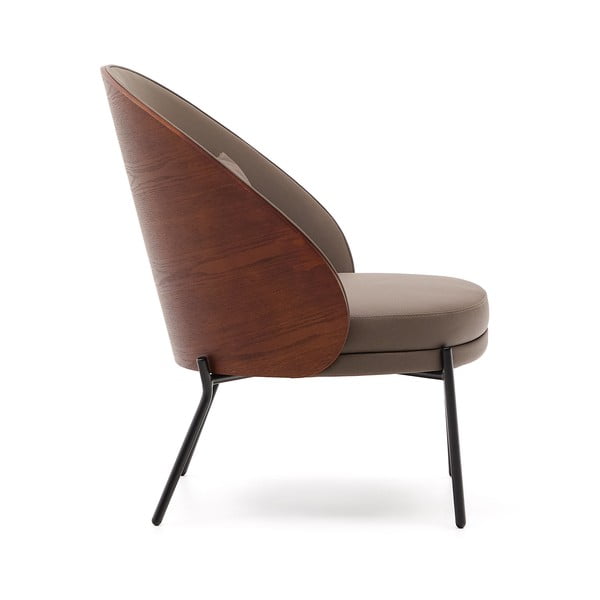 Hnedé kreslo z imitácie kože Eamy – Kave Home-image-3