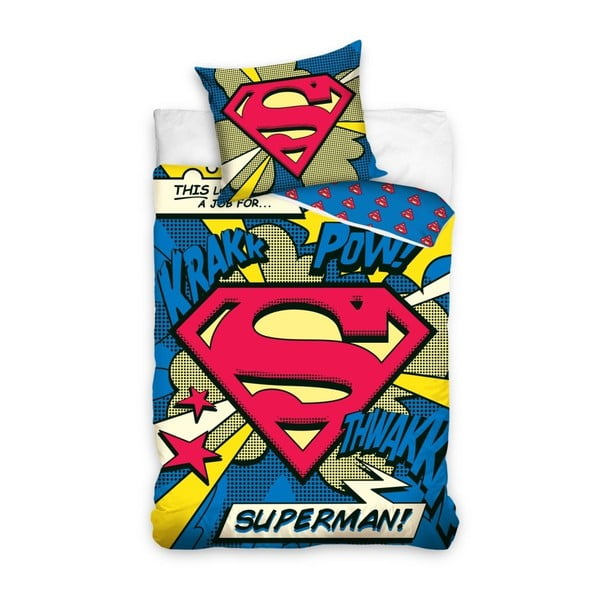 Detské bavlnené obliečky na jednolôžko CARBOTEX Superman Logo, 160 × 200 cm