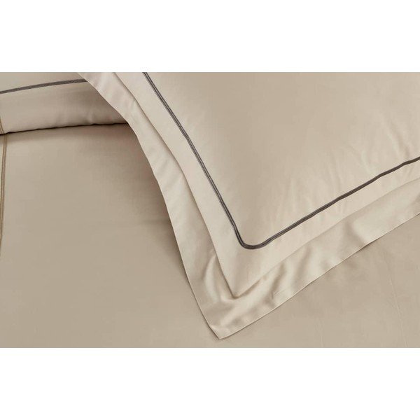 Béžové obliečky na jednolôžko z bavlny Renforcé s plachtou/6-dielne 140x200 cm Calm of Lines – Mila Home Luxury-image-2