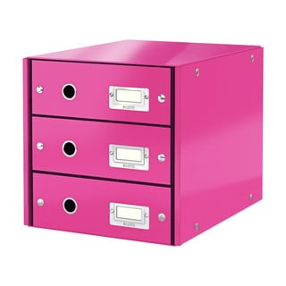 Ružová škatuľa s 3 zásuvkami Leitz Office, 36 x 29 x 28 cm