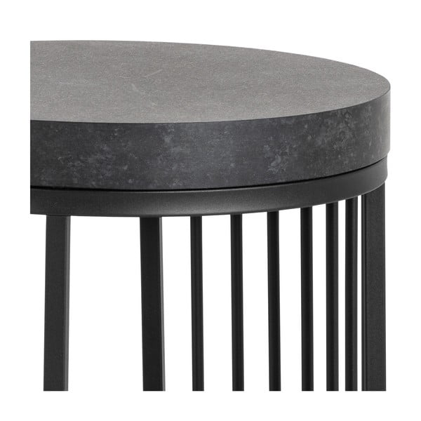 Čierny nočný stolík s doskou v dekore mramoru Strington – Actona-image-4