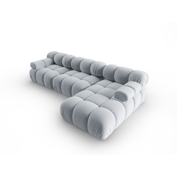 Svetlomodrá zamatová pohovka 285 cm Bellis – Micadoni Home-image-4