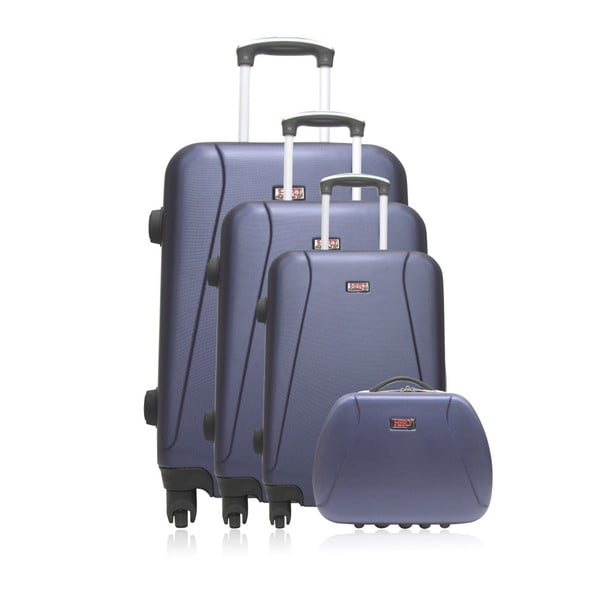 Sada 4 modrých cestovných kufrov na kolieskach Hero Lanzarote-C