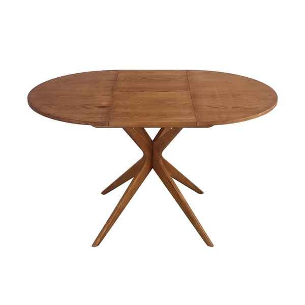 Okrúhly rozkladací jedálenský stôl s prídavnou doskou v dekore duba ø 90 cm Jubi – Ragaba-image-3