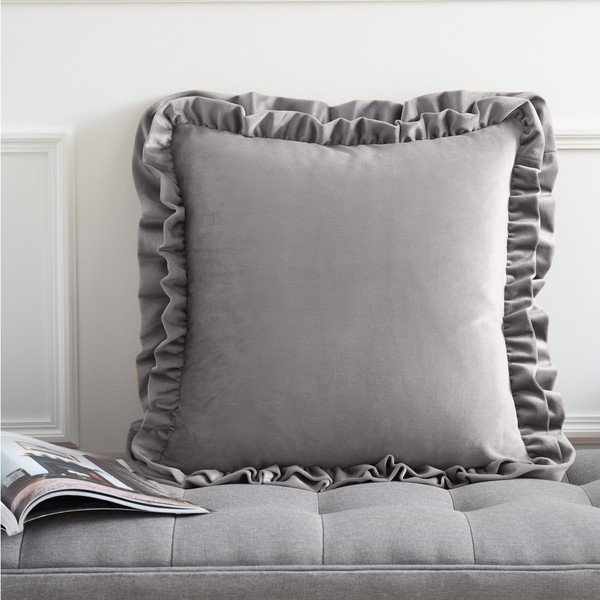 Zamatový dekoračný vankúš 43x43 cm Velvet Double Frill – Catherine Lansfield-image-1