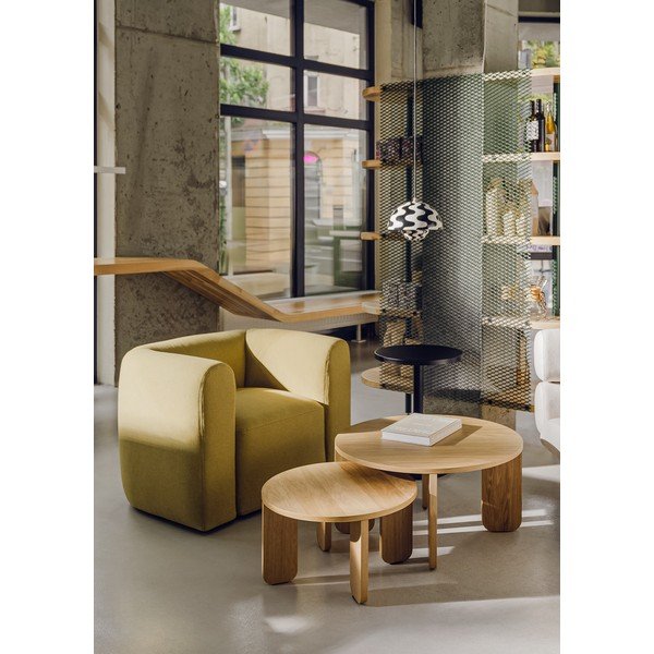 Okrúhly konferenčný stolík s doskou v dubovom dekore v prírodnej farbe ø 55 cm Kuvu – noo.ma-image-2