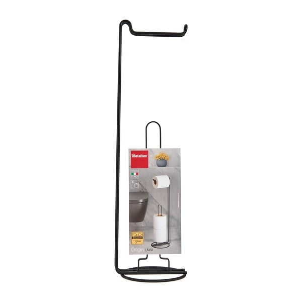 Čierny stojan na toaletný papier s držiakom Metaltex Origin-image-3