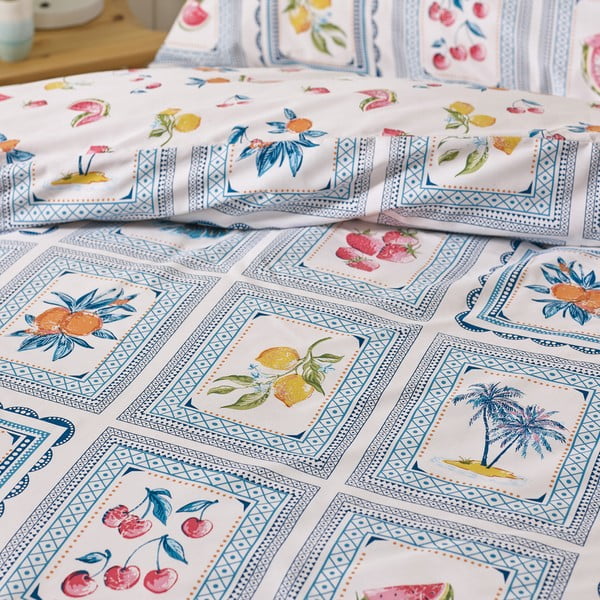 Modré obliečky na dvojlôžko 200x200 cm Riviera Tiles – Catherine Lansfield-image-4